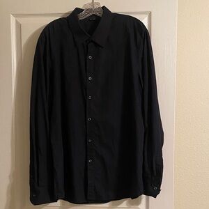 Men's THEORY Classic Navy Blue Long Sleeve Dress Shirt.